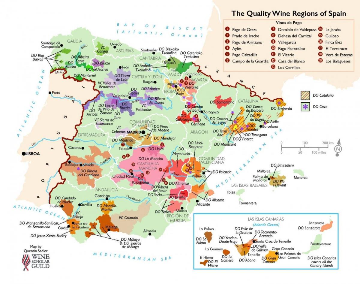Mapa de los viñedos de España