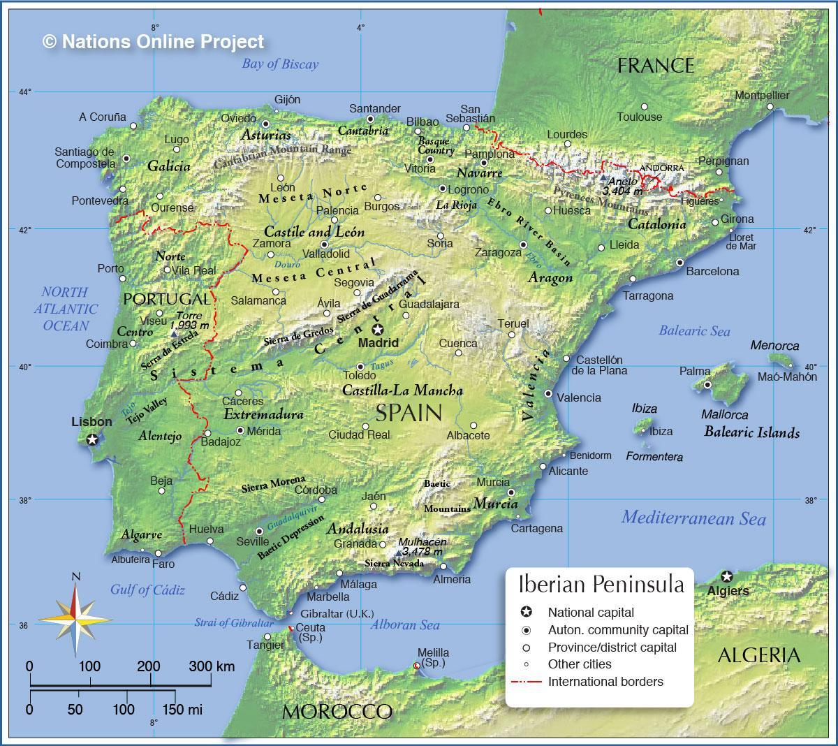 Mapa topográfico de España
